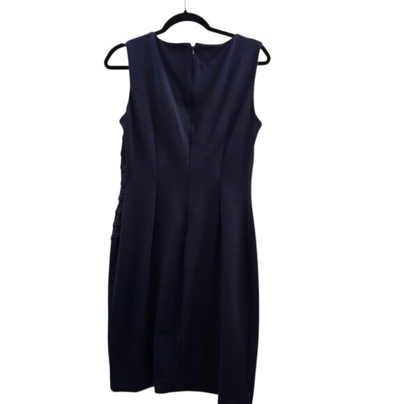 Calvin Klein Blue Sheath Dress Sleeveless Pleated Work - Picture 4 of 7